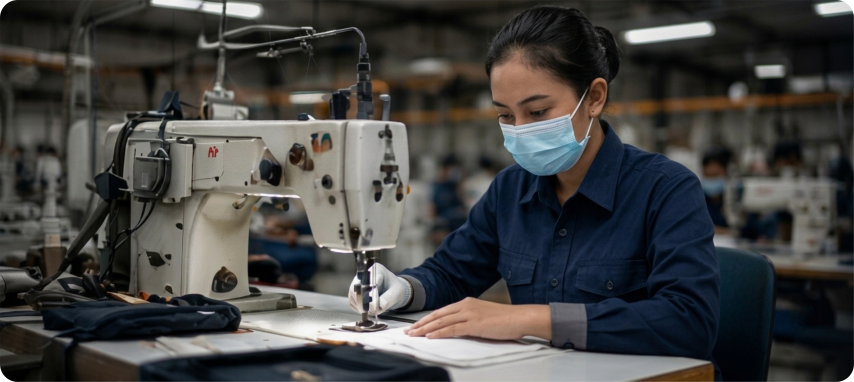 Worker Sewing